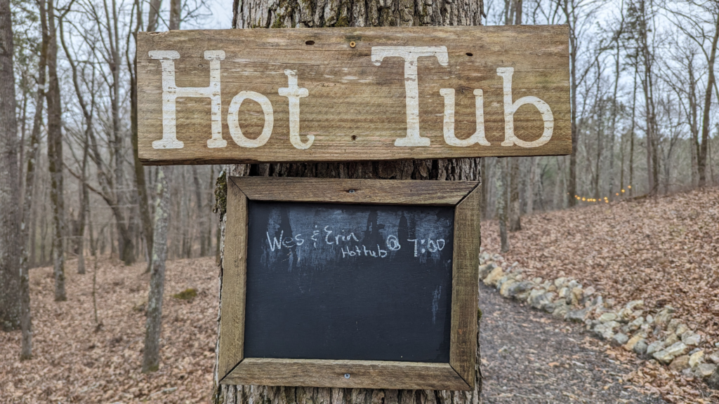 Entrance to the hot tub path where you reserve your time slot