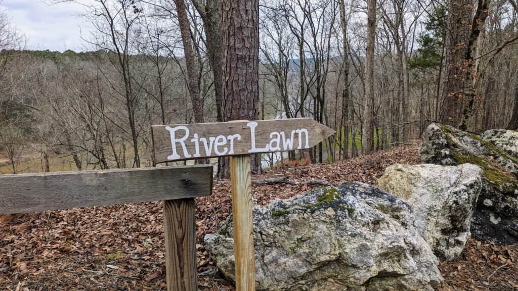 A Winding Waking Path Leading From The Outdoor Pavilion To The Etowah River Banks