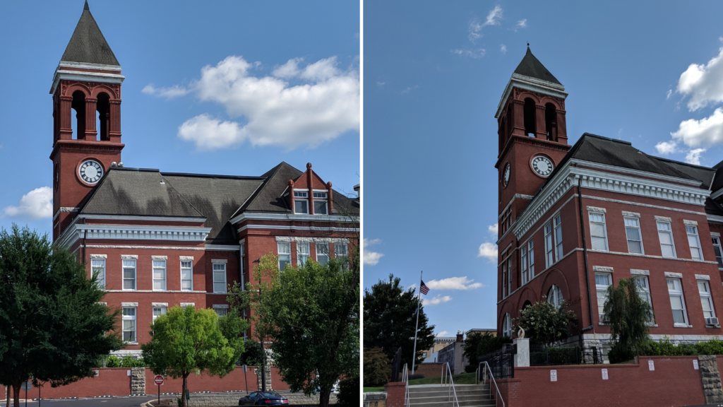 "The historic Floyd County Courthouse in downtown Rome, GA before the 2026 fire"